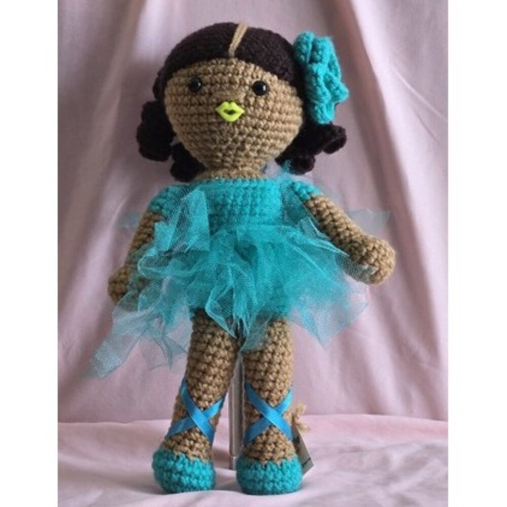 Ade Wearing Teal Tutu from Designer Ms Kenya Hand-Made Doll Collection